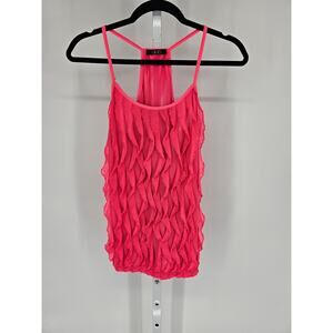 Y2K Deb Women's Pink Sleeveless Ruffle Strapless Pullover Tank Top Sz S